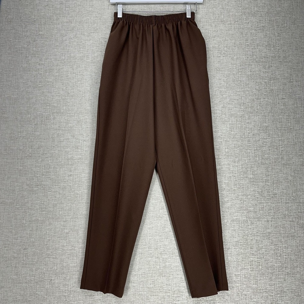 BonWorth Pants Womens XS Brown Pull On Elastic Waist‎ Dress Slacks Pockets